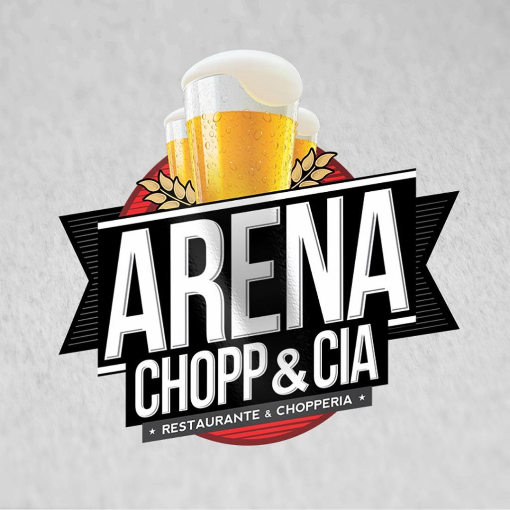 Criação e design de logotipo personalizado, com definição de identidade visual para a Arena Chopp