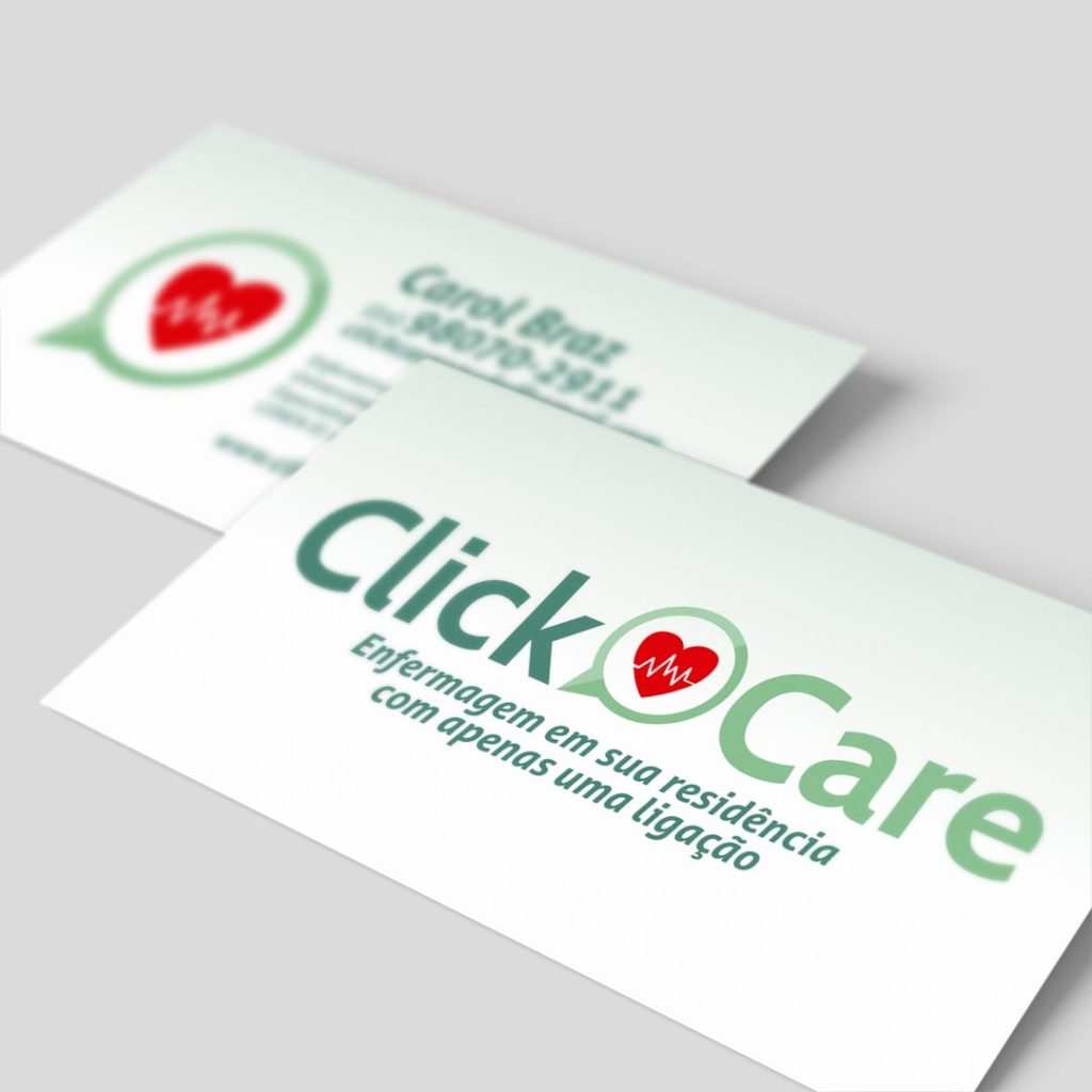 Criação e design de logotipo e identidade visual, impressão de material publicitário e criativos para as mídias sociais da Click Care Cuidado Domiciliar