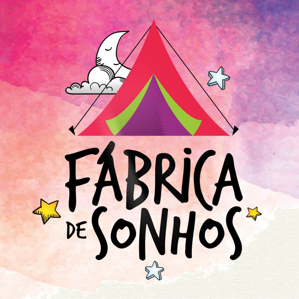 Criação e design de logotipo e identidade visual, com impressão de cartões de visita, panfletos e adesivos para a Fábrica de Sonhos