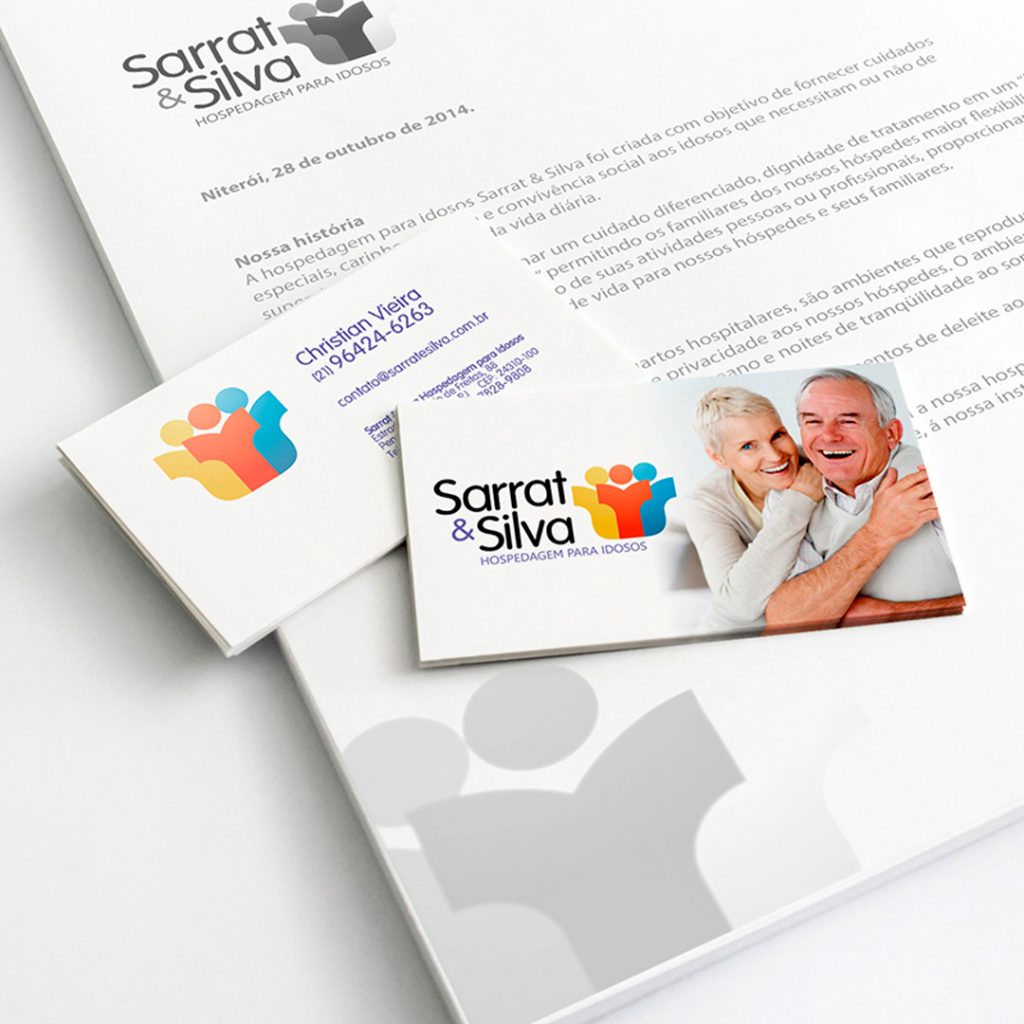 Criação e design de logotipo e identidade visual, material publicitário e do site institucional da Sarrat & Silva Hospedagem para Idosos