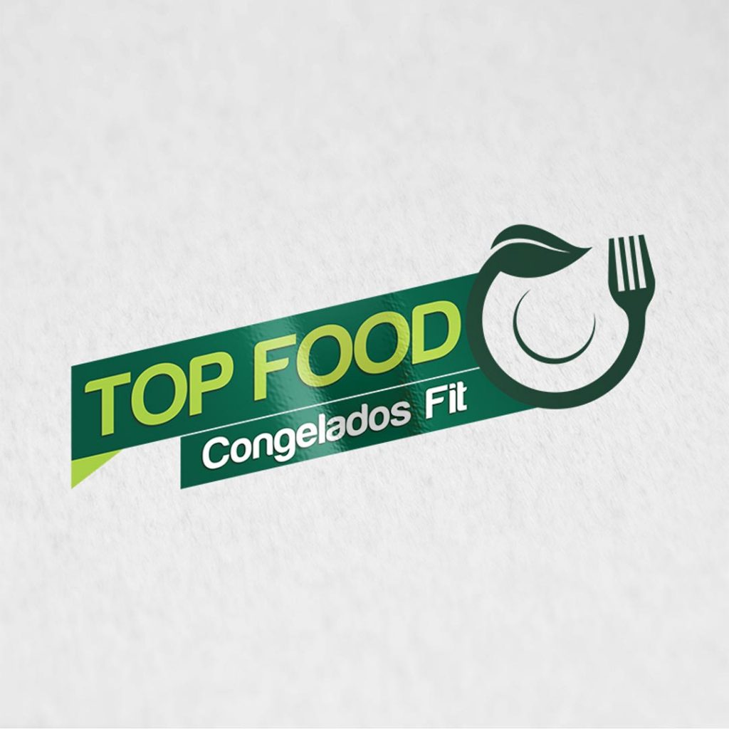 Criação e design de logotipo e identidade visual, impressão de panfletos e criativos para as mídias sociais da Top Food Congelados Fit